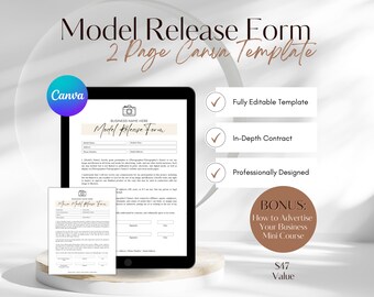 Model Release Form Template: Photography Contract (Canva Editable)