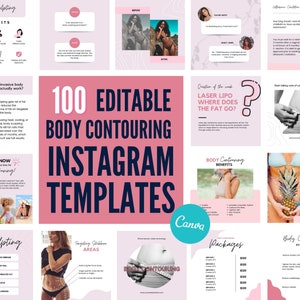 Body Contouring Instagram Post Templates, Editable Body Sculpting Social Media Posts, Canva Template for Social Media