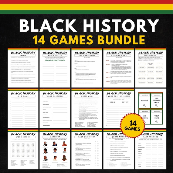 Black History Month Games: Trivia, Word Search, Pictionary (3 PDFs)