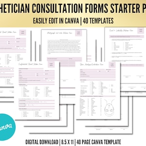 Esthetician Consultation Forms Starter Pack, Esthetician Business, Digital Esthetician Consent Forms, Client Intake Forms, Facial Forms