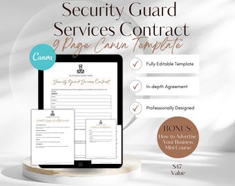 Editable Security Guard Contract Template: PDF & Word (digital Download ...