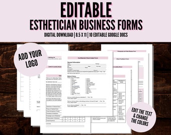 Editable Esthetician Forms, Esthetician Consent Forms, Facial Consultation Form, Esthetician Business