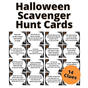 Editable Halloween Scavenger Hunt Clues, Treasure Hunt Clues, Halloween Printables, Party Game, Kids Halloween Activity