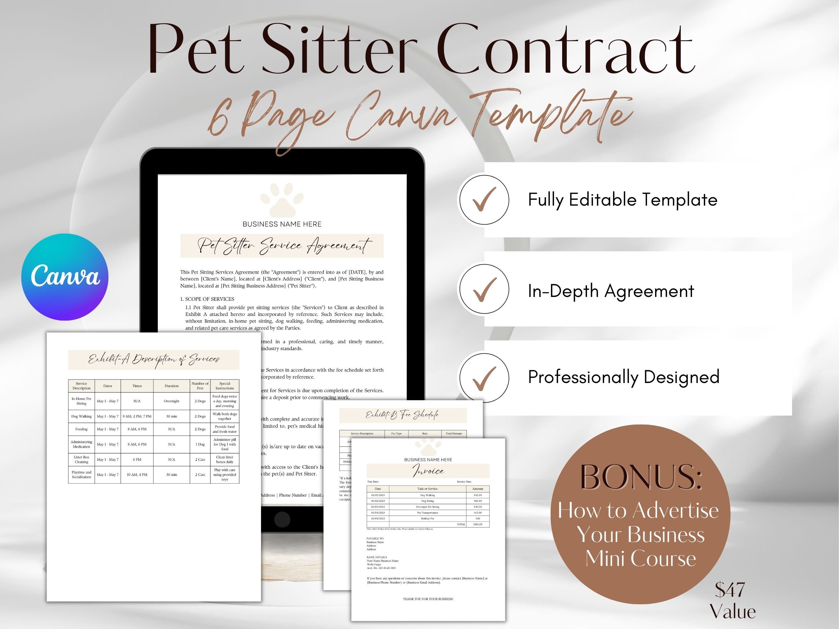 Pet Sitter Contract Template Contract for Pet Sitting Dog Etsy