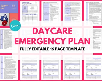 Daycare Emergency Plan Template: Editable Childcare Action Plan (Canva, 16 Pages)