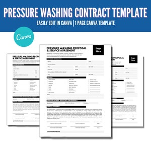 Pressure Washing Contract Template, Pressure Washing Estimate Template, Printable Pressure Washing Bid Template, Pressure Washing Quote