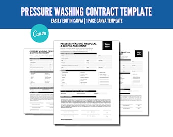 Pressure Washing Contract Template: Editable Business Form (Canva Template)