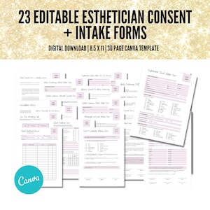 Esthetician Business Consent Forms, Esthetician Intake Forms, Esthetician Consultation Forms, Esthetician Client Forms, Lash Extension Forms
