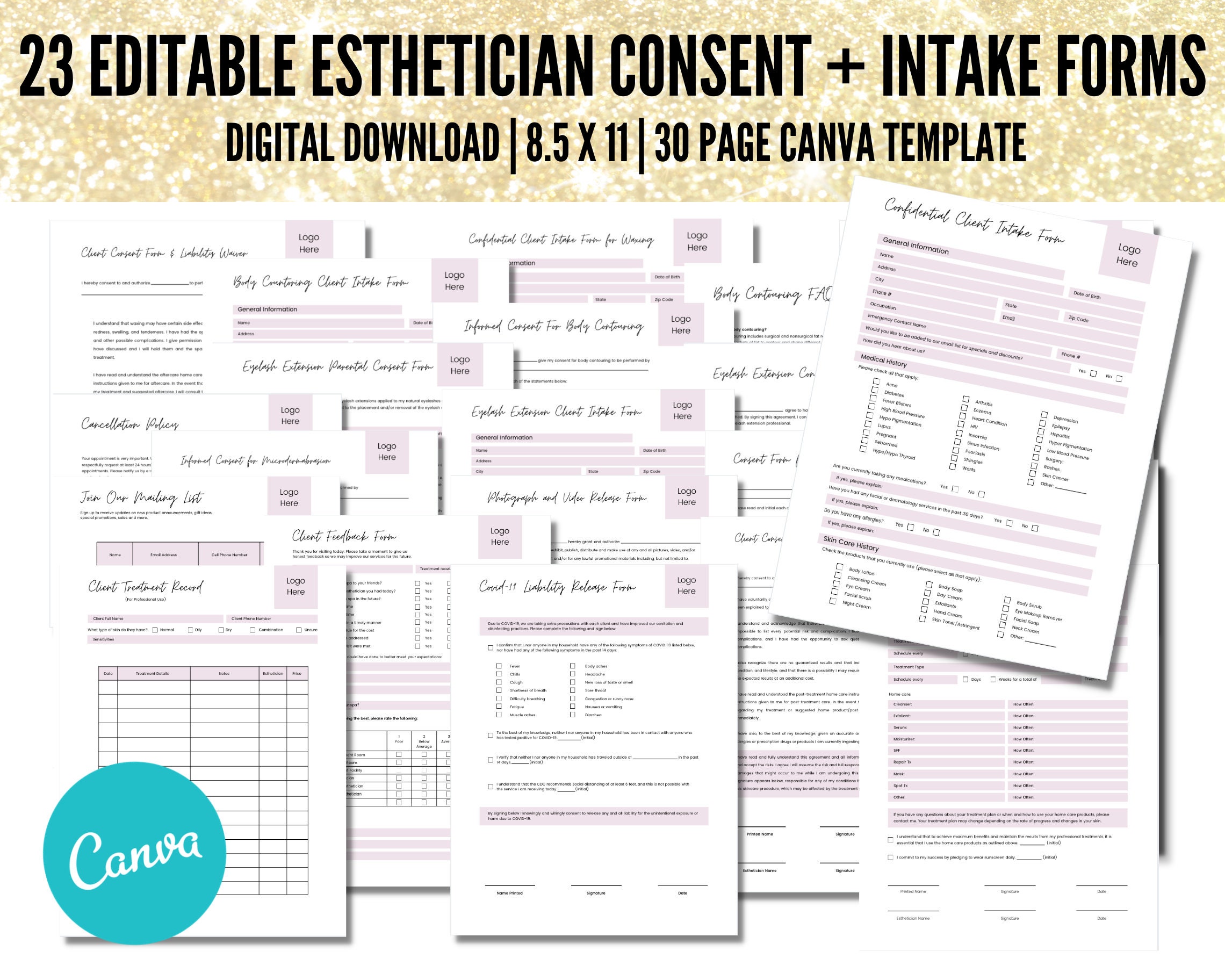 Esthetician Forms - Etsy