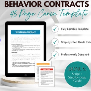 Puede incluir: Una plantilla de Canva para contratos de conducción para adolescentes. La plantilla es totalmente editable e incluye una guía paso a paso. La plantilla está diseñada profesionalmente e incluye un guion de bonificación y una guía paso a paso.