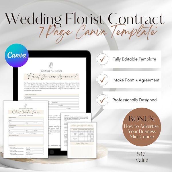 Contrat de fleuriste de mariage, Contrat de fleuriste pour mariage, Contrat floral pour mariages, Contrat de mariage de fleuriste Contrat de mariage pour fleuriste