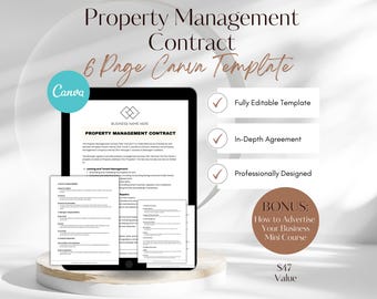 Property Management Contract Template: Editable Agreement Form (Canva)