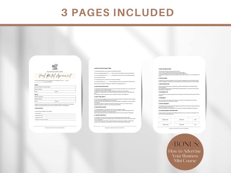 Pool Rental Agreement Template: Canva Editable, Instant Download - Etsy
