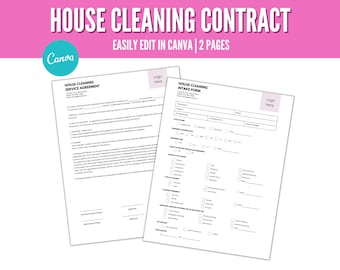 Cleaning Business Forms: House Cleaning Contract & Estimate (Canva Template)