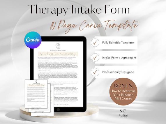 Counseling Intake Form Template: Editable Client Forms (Canva)