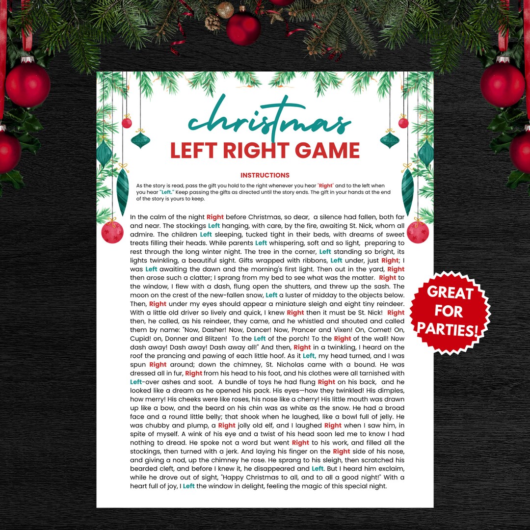 Left Right Christmas Game, Christmas Party Game, Pass the Gift ...