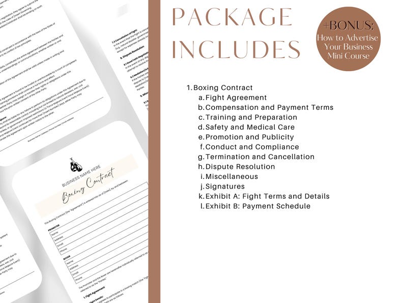 Boxing Contract Template: Professional Fight Agreement (canva Editable ...