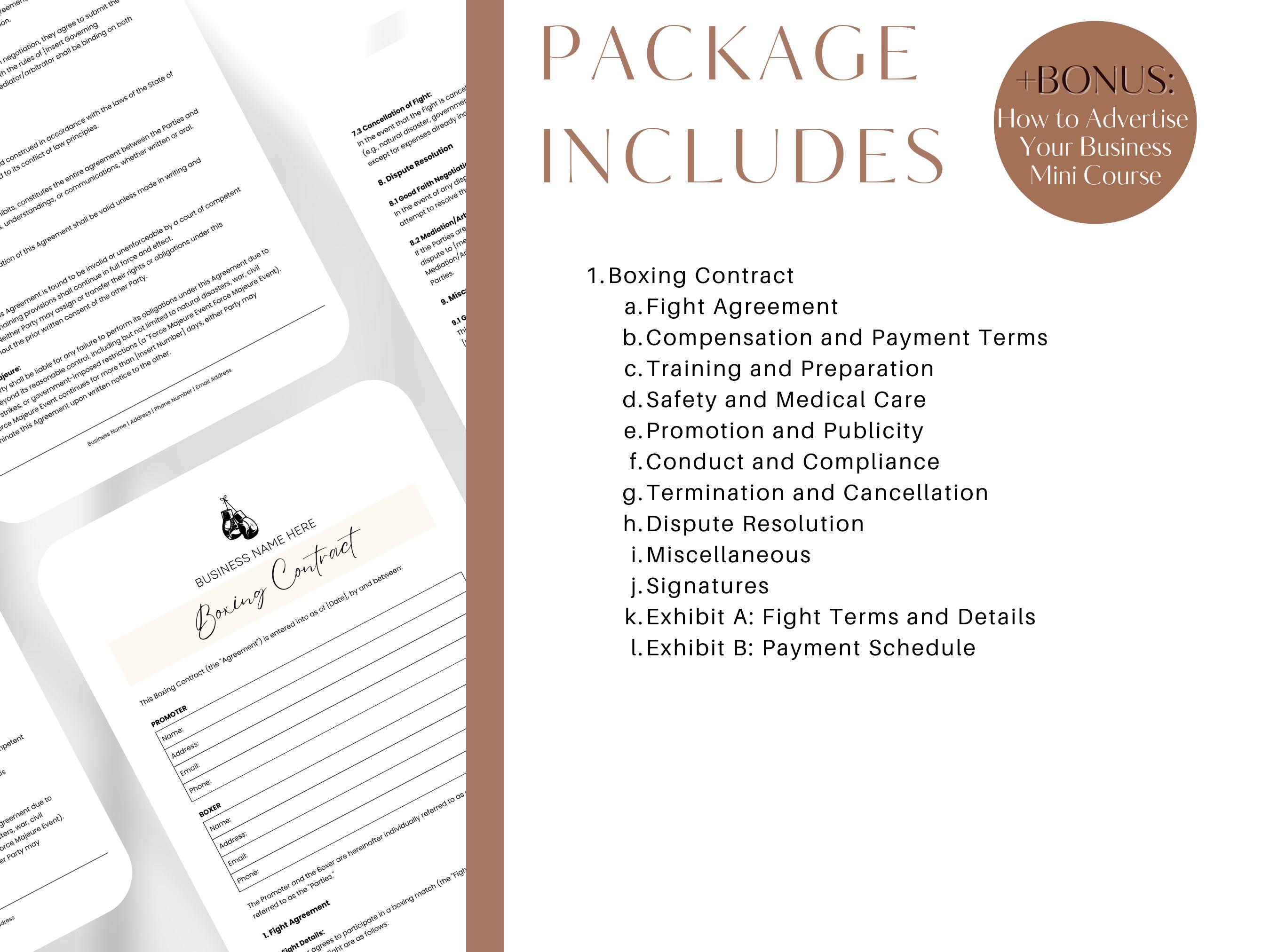 Boxing Contract Template: Professional Fight Agreement (canva Editable ...