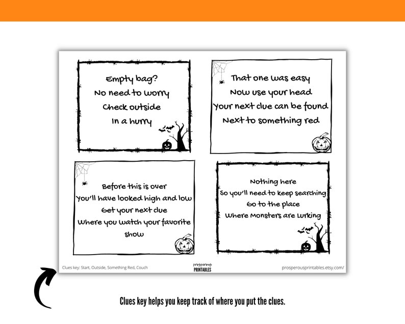 Halloween Scavenger Hunt Printable Scavenger Hunt Clues - Etsy