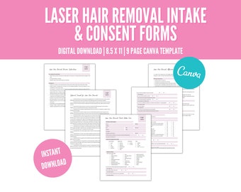 Laser Hair Removal Consent Form PDF, Consent for Laser Hair Removal, Patient Intake Forms, Esthetician Forms