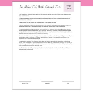 Ionic Foot Bath Consent Forms, Ionic Foot Detox Consent Form, Foot ...