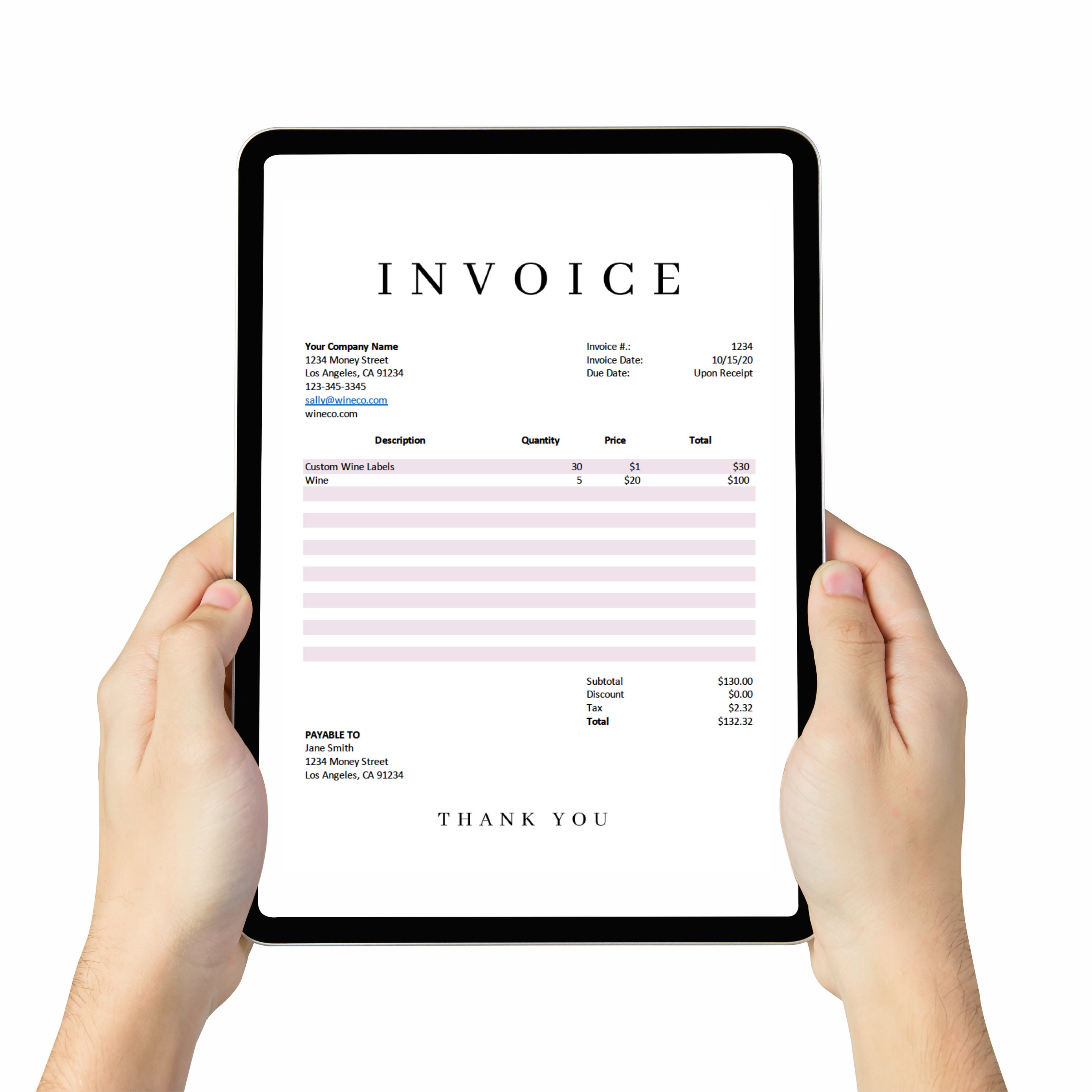 Editable Invoice Template Invoice Excel Template - Etsy
