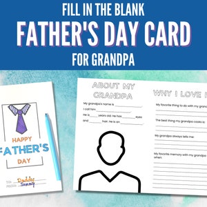 Grandpa Father's Day Card Printable, Father's Day Gift for Grandpa ...