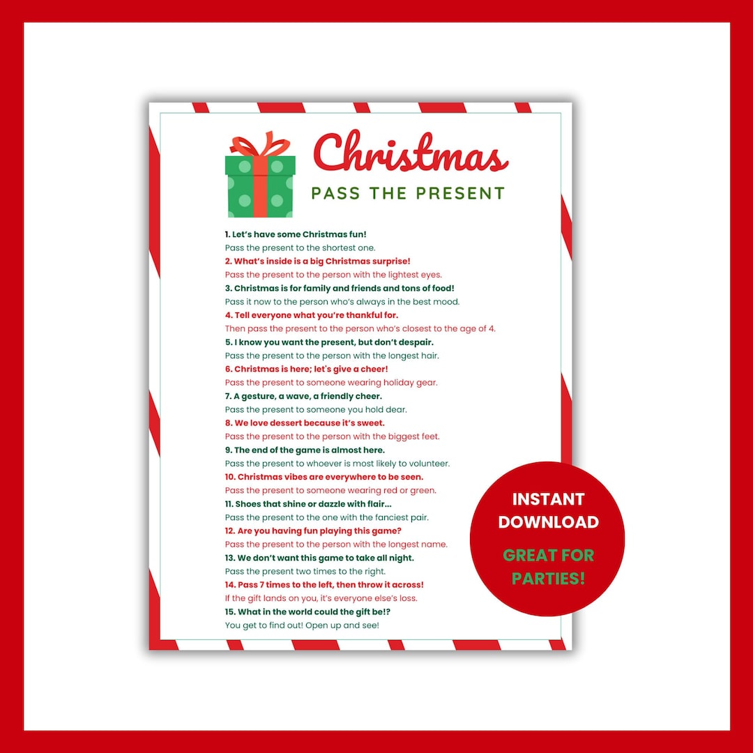 Pass the Gift Game, Christmas Pass the Present, Pass the Gift Card Game