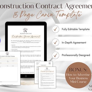 Residential Construction Contract Template, Scope of Work Template, Construction Bid Agreement, Construction Proposal Contract Template