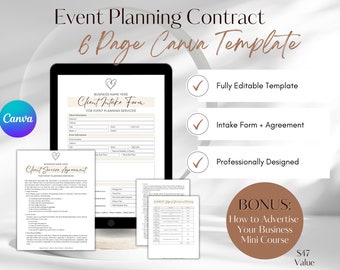 Event Planning Contract Template, Event Planner Contract, Corporate Event Contract, Contract Event Planner Event Planning Business Bundle