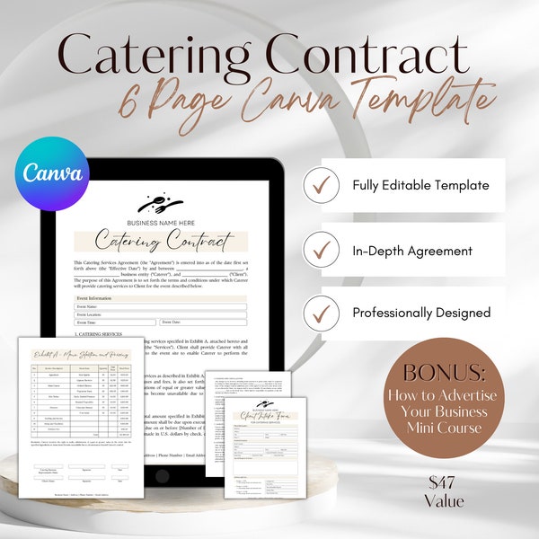 Catering Contract Template, Catering Contract Samples, Printable Catering Contract Template, Catering Business Contract PDF, Food Service