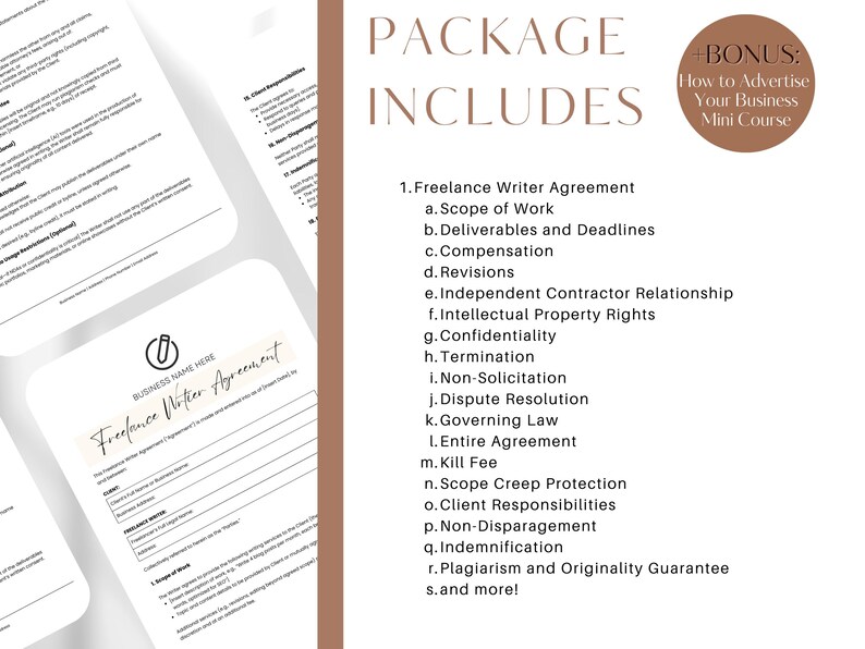 Freelance Writer Contract Template: 5-page Canva Agreement (digital ...