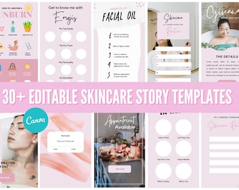 Esthetician Instagram Story Templates: Editable Skincare Social Media (Canva)