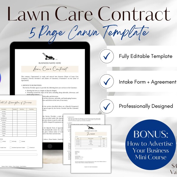 Lawn Care Contract Etsy