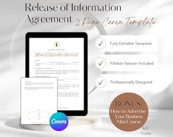 Release of Information Agreement, Counseling Release of Information, Release for Counseling and Psychotherapy, Mental Health Release Form