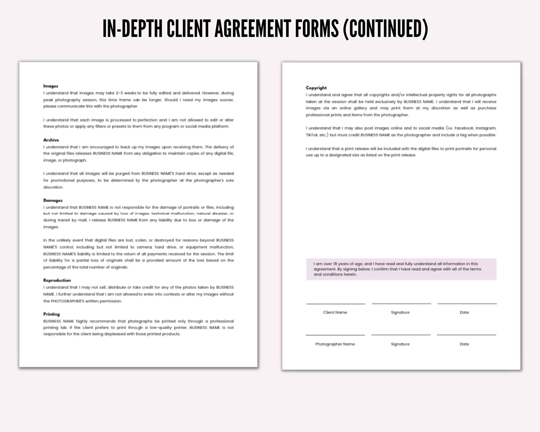Photography Contract Template Boudoir Contract Print Release - Etsy