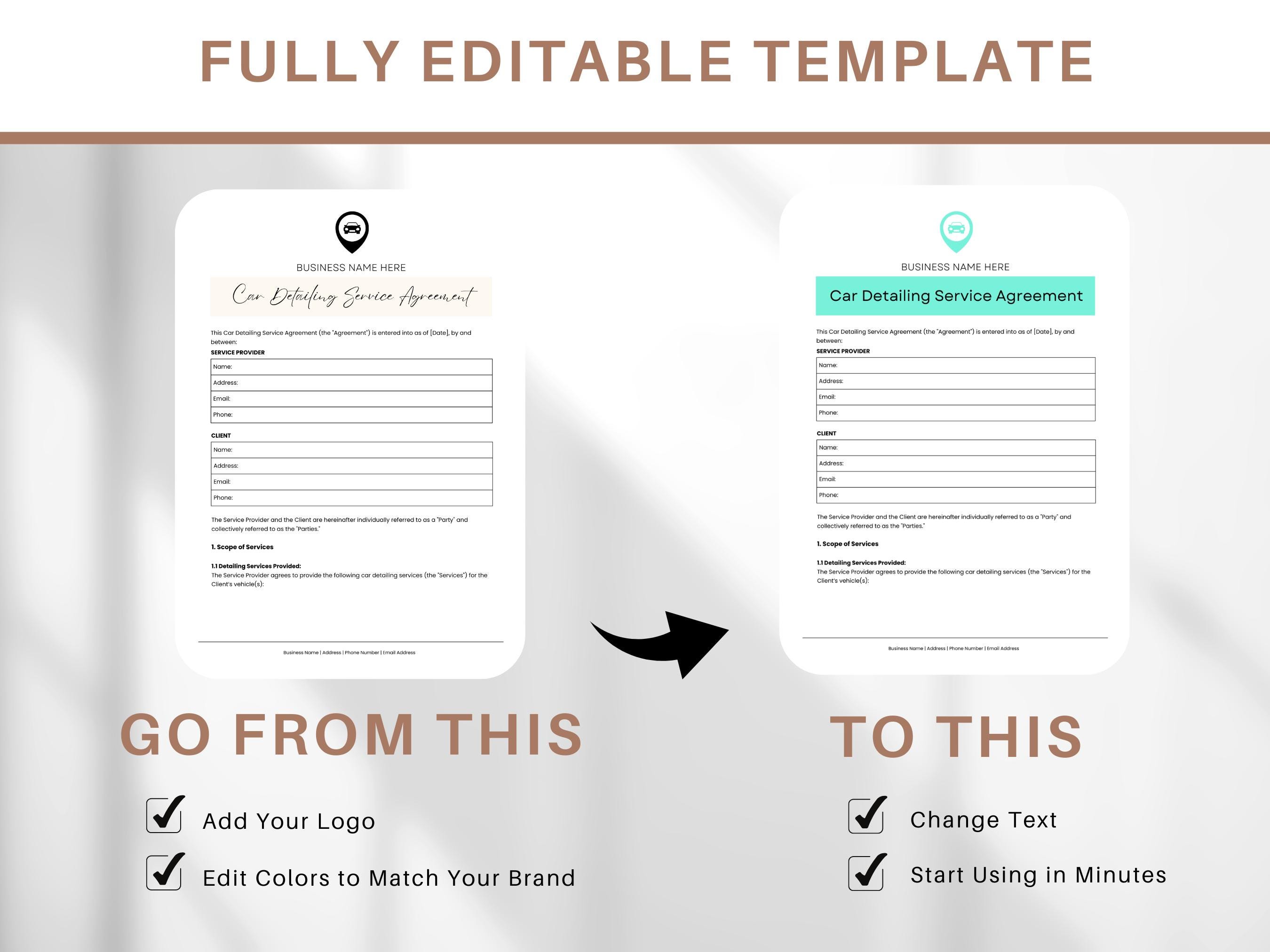 Car Detailing Contract Template: 7-page Car Wash Agreement (canva ...