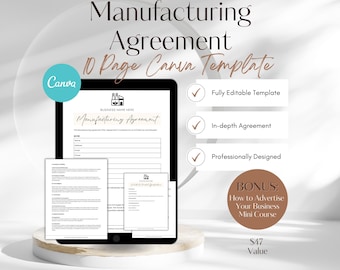製造契約テンプレート：編集可能な契約書（Canva）