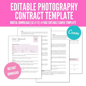 Photography Form, Client Agreement, Photography Contract Template, Photography Intake Form