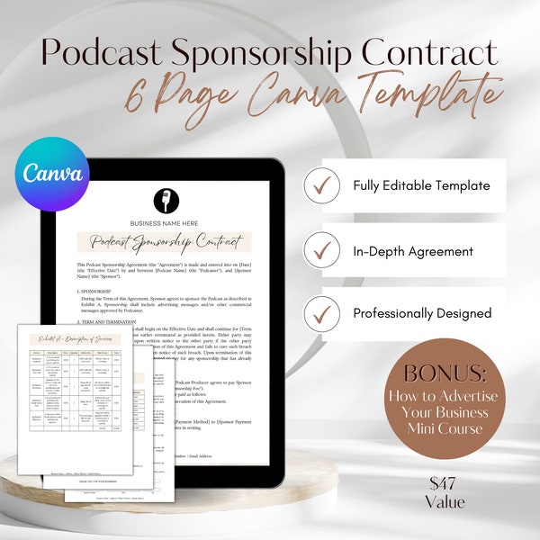 Podcast Sponsorship Agreement Template, Podcast Sponsorship Contract Template, Podcast Sponsor Contract PDF