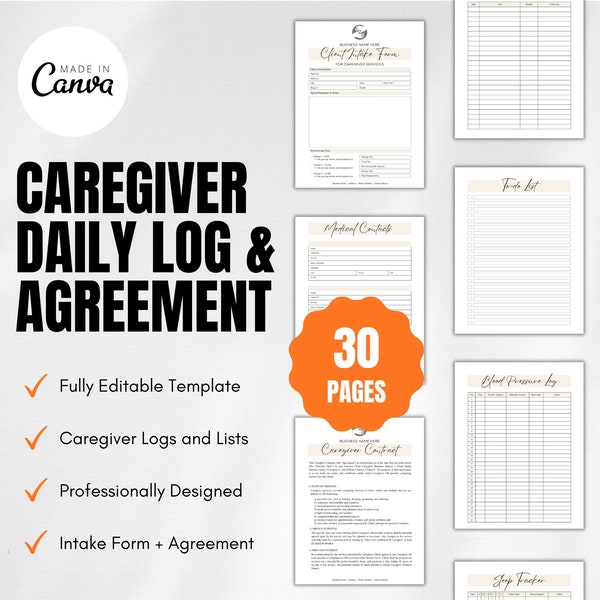 Caregiver Daily Log - Etsy