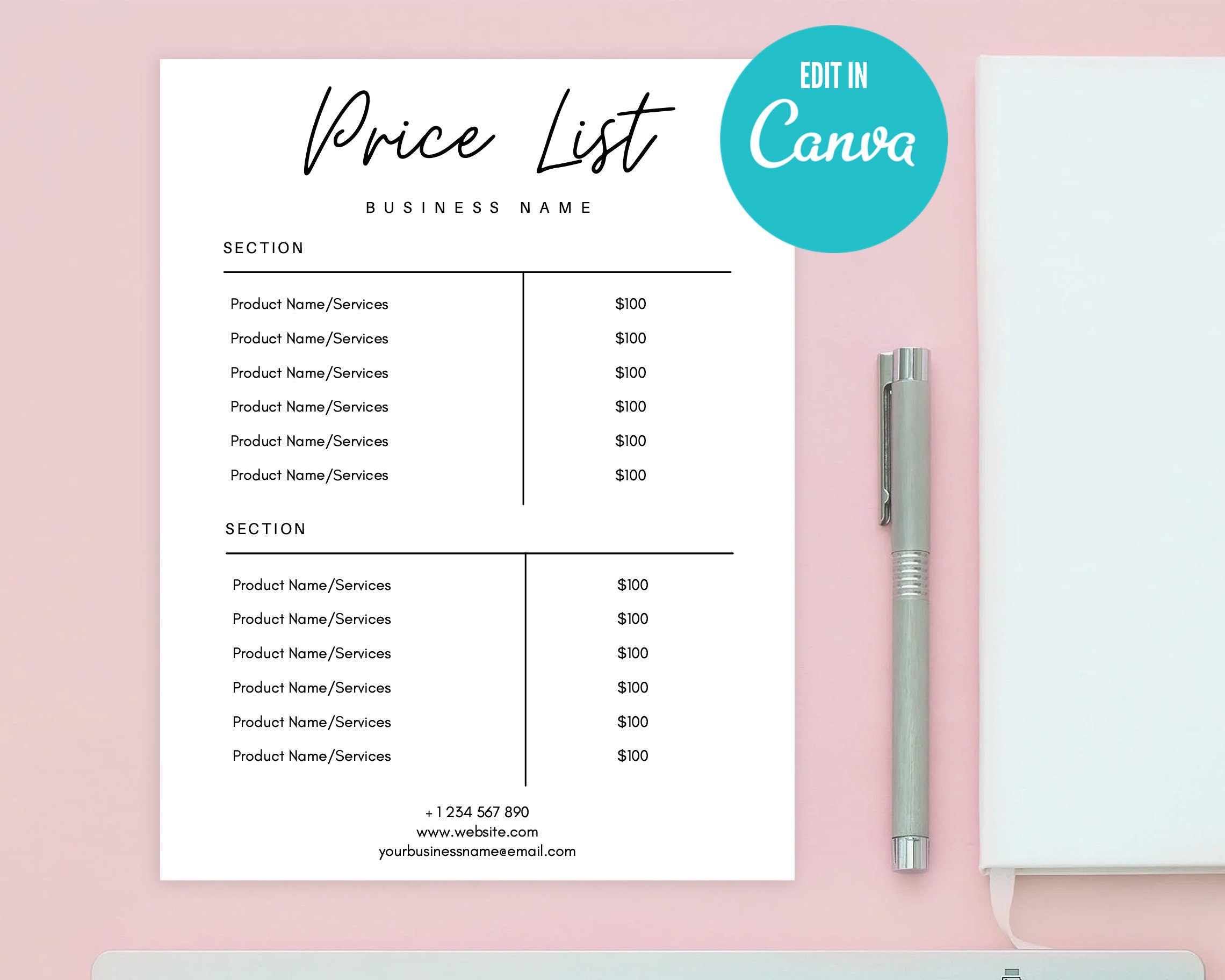 Salon Price Template - Etsy Salon Price Template - Etsy