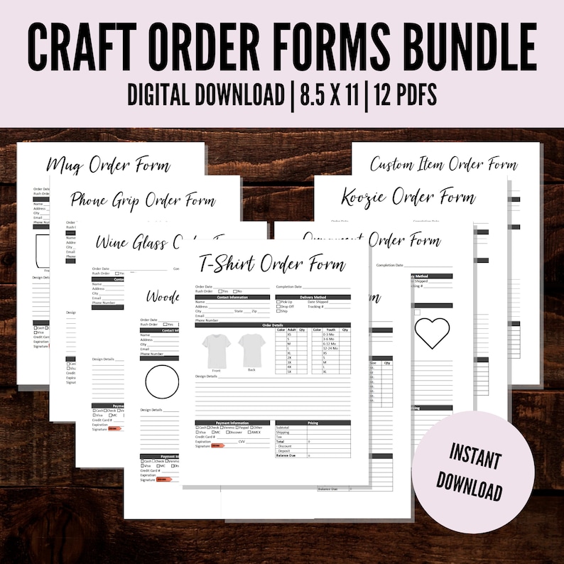 Craft Order Forms Bundle Order Form for T Shirts Tumbler Etsy