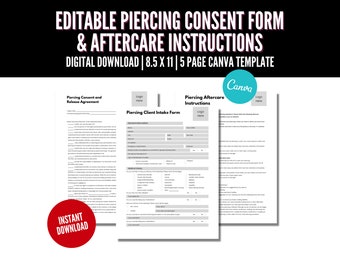 Piercing Consent Form, Ear Piercing Consent Form