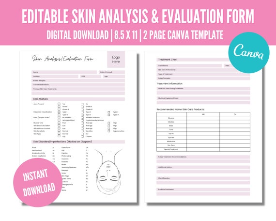 Editable Skin Care Analysis Form Skin Consultation Form - Etsy
