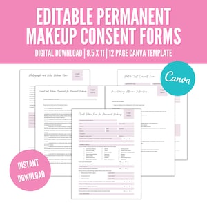 PMU Consent Form, Microblading Consent Form Template, Permanent Makeup Consent Forms Bundle