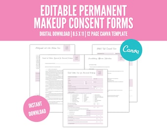 Bearbeitbares PMU-Einverständniserklärungspaket: Microblading-Vorlage (Canva, digitaler Download)