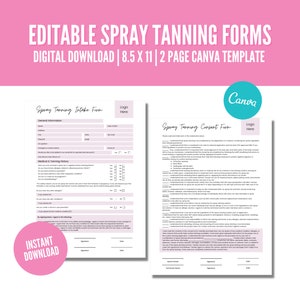 Spray Tan Forms, Spray Tanning Intake and Consent Form