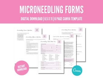 Editable Microneedling Forms: Client Intake & Consent (Canva Template)