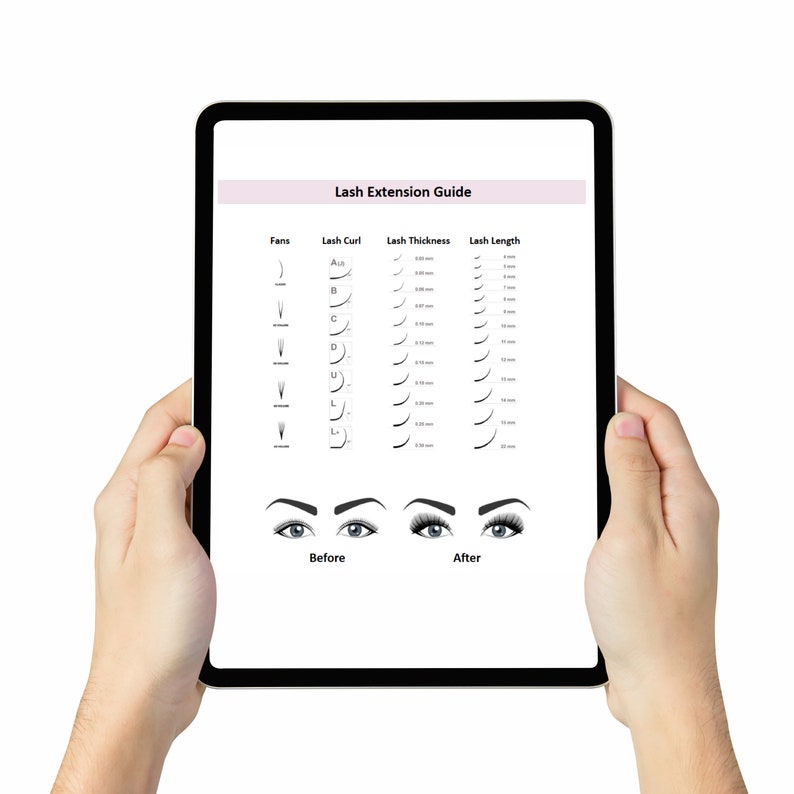 Printable Eyelash Extension Guide: Lash Business Technician Tool (PDF ...
